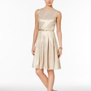Tommy Hilfiger Gold Metallic Cocktail Dress Size 6